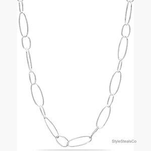 Sterling Silver Paperclip Link Chain Necklace 18-36 Inches Italian Made